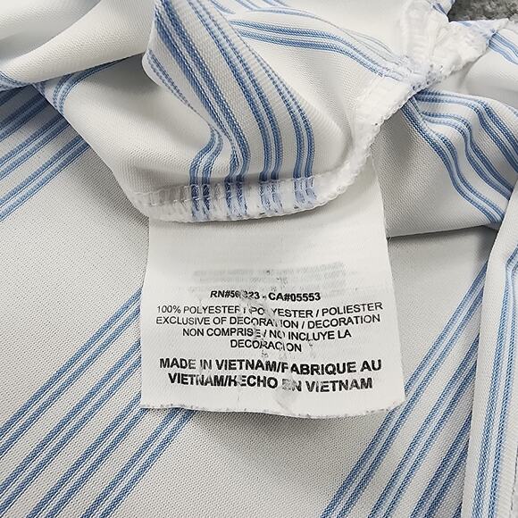 Nike Golf Shirt Mens XL White Blue Striped Active Tour Performance Polo Seaview - Picture 16 of 16